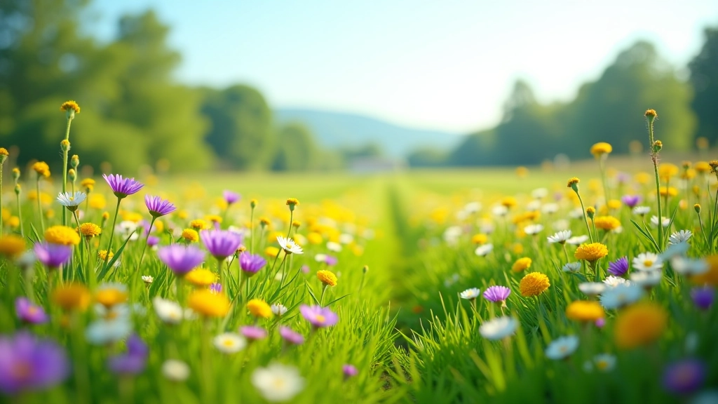 Wildflowers blooming in a Latvian meadow during spring